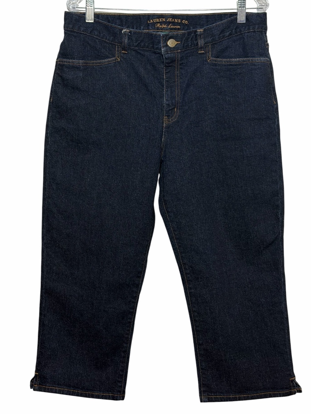 Ralph Lauren Jeans Co Women Dark Blue Classic Midcalf Crop Stretch Denim Sz 12